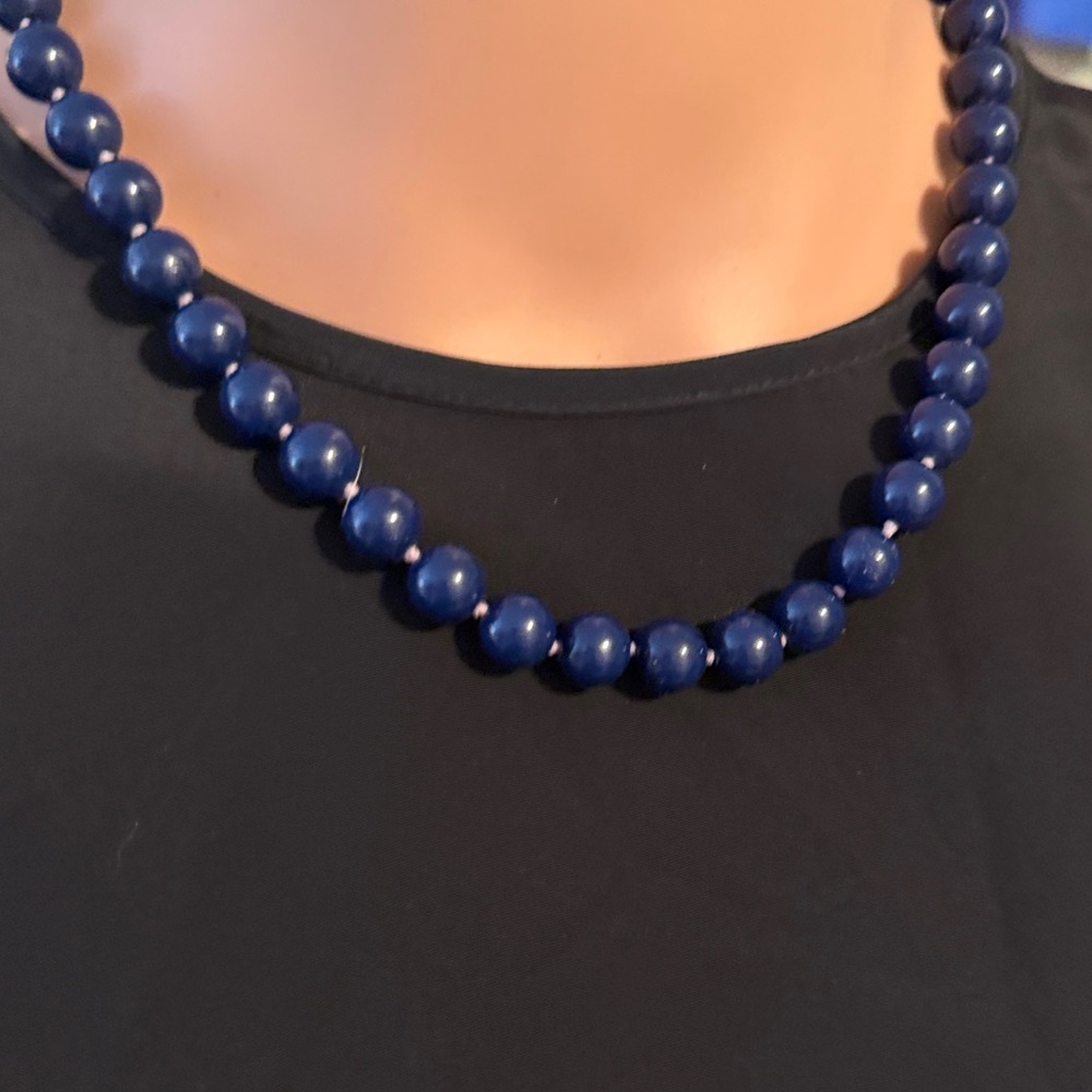 Elegant Blue Beaded Necklace 16” - Picture 1 of 3
